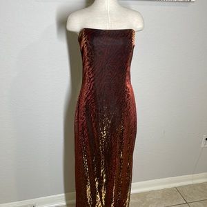 Jessica McClintock for Gunne Sax Millenium 2000 strapless dress leopard large